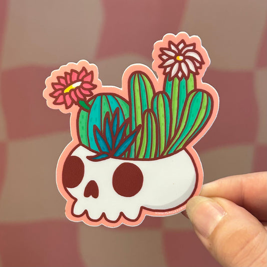 Sticker - Flowering Cactus Skull