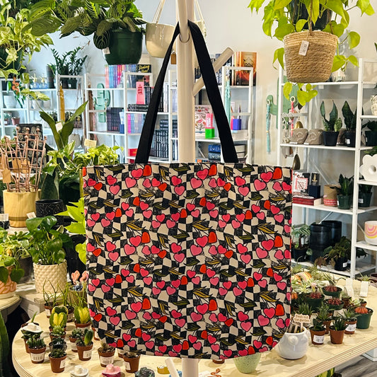Canvas Tote - Cherry Hearts