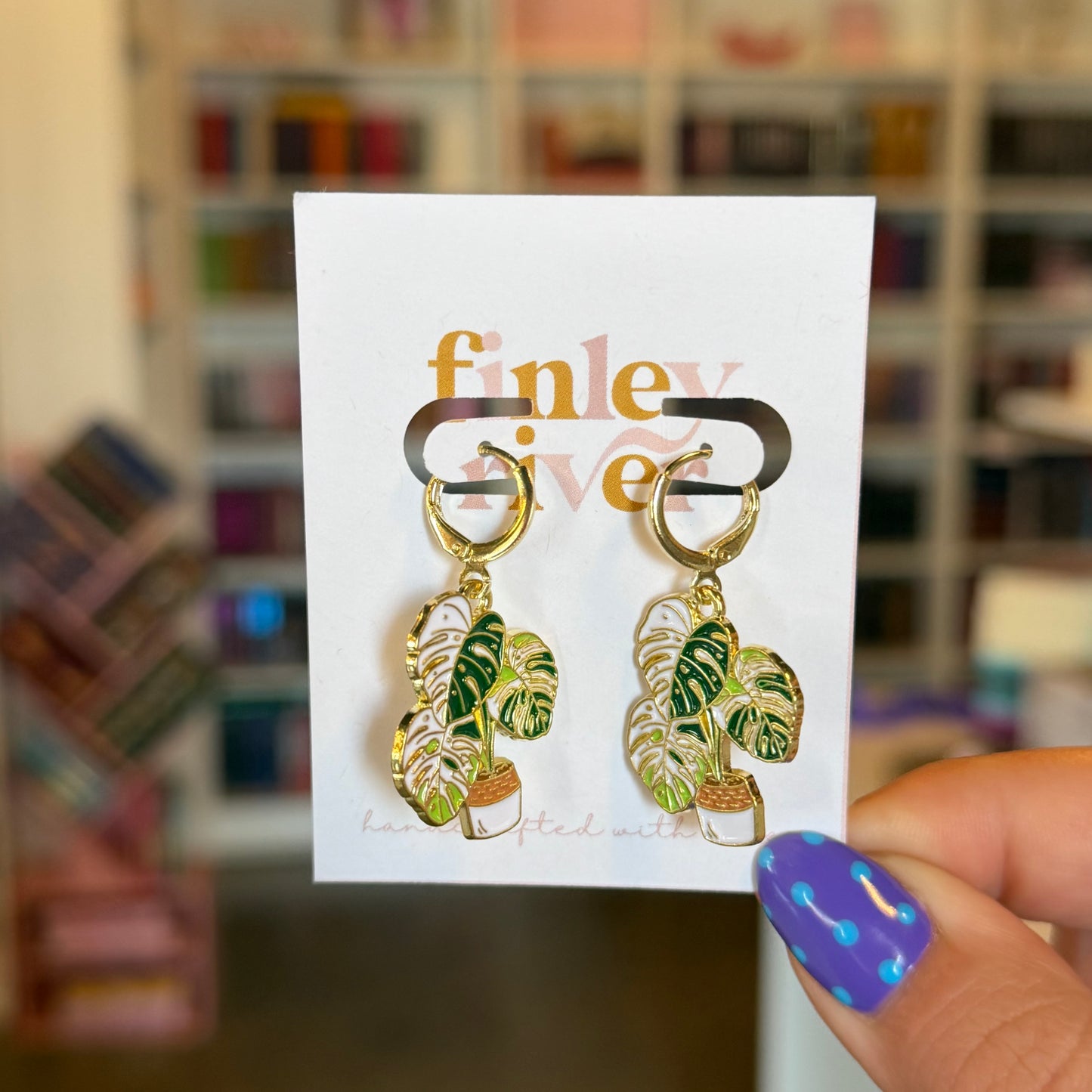 Monstera Albo Huggies Earrings