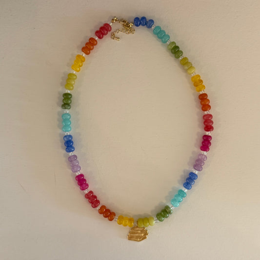 Book Stack Rainbow Beaded Necklace