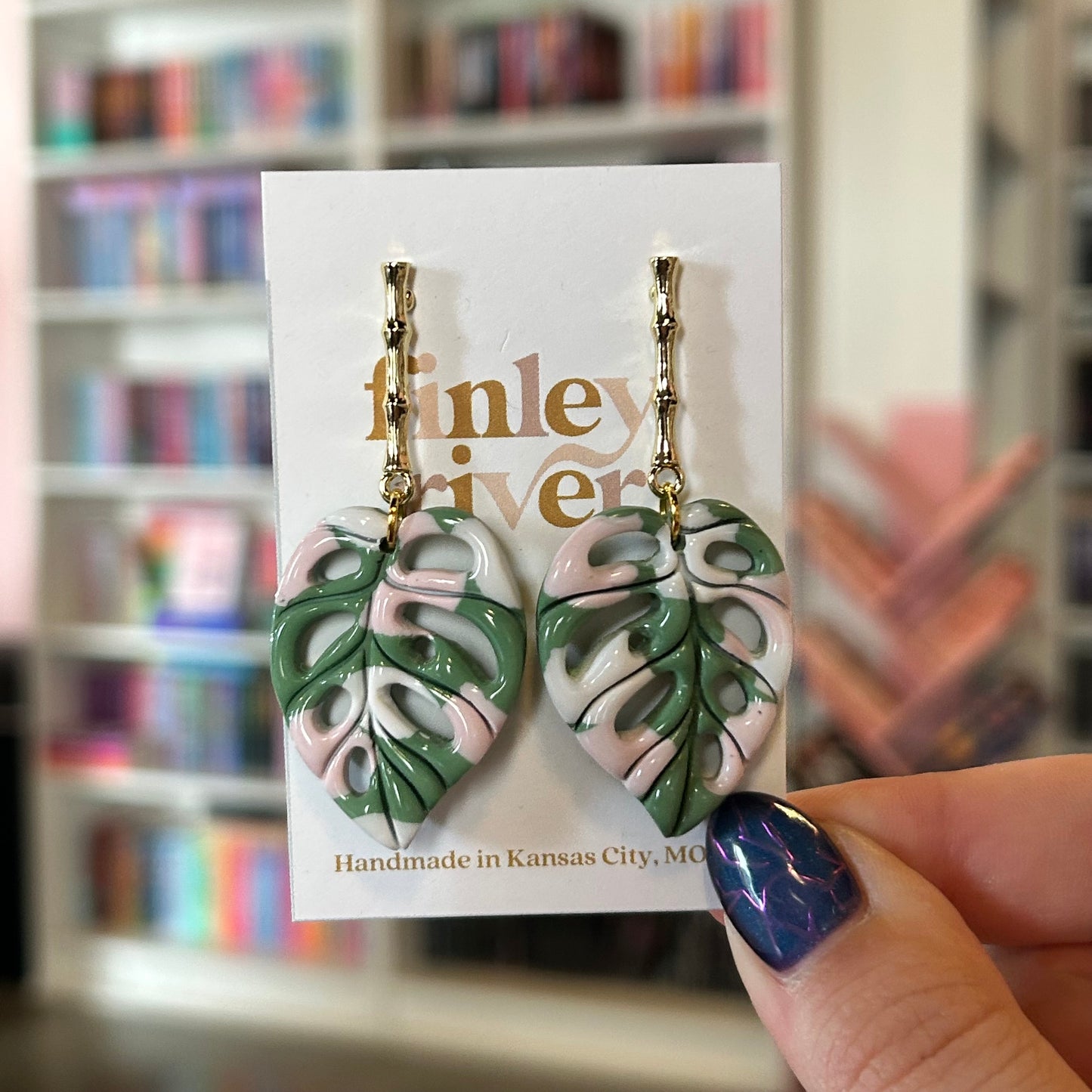 Variegated Monstera Adansonii Earrings