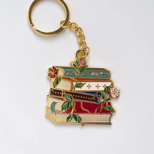 Enamel Keychain - Stack of Books