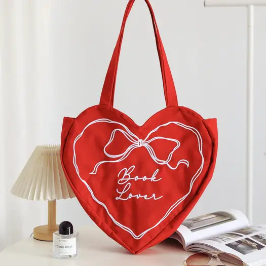 Canvas Tote - Book Lover Heart