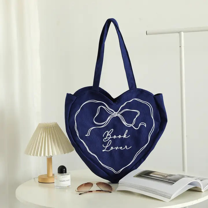 Canvas Tote - Book Lover Heart